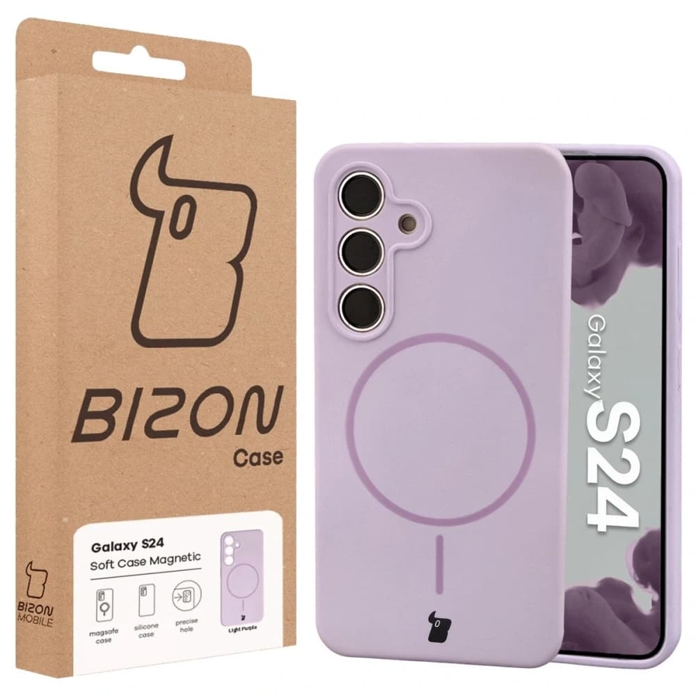 Husa moale Bizon cu magnet pentru Samsung Galaxy S24, violet deschis - 8
