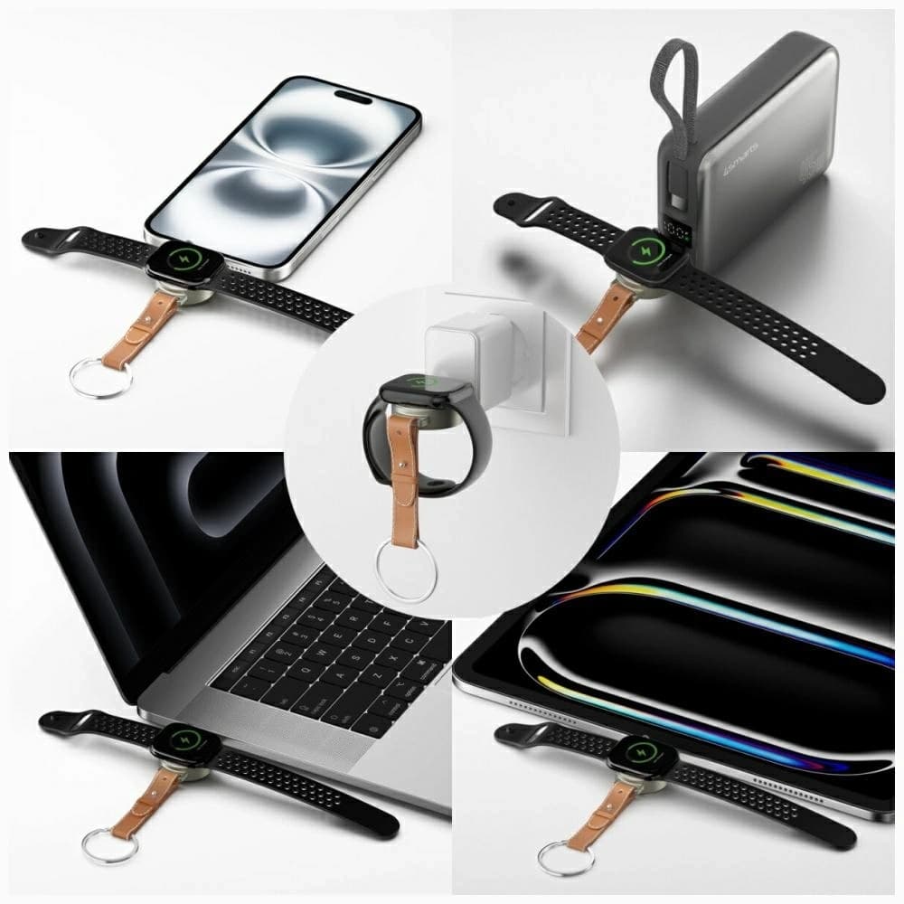4smarts USB-C Induktionsladegerät für Apple Watch mit Schlüsselanhänger Silber - 9