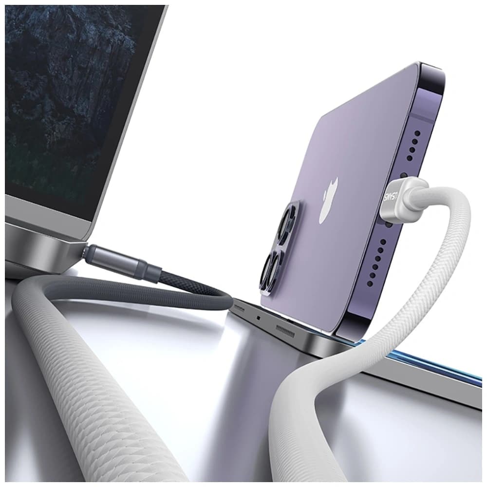 USAMS Bicolor Series SJ757 PD 30W USB-C / Lightning kabel 1,2 m černobílý - 6