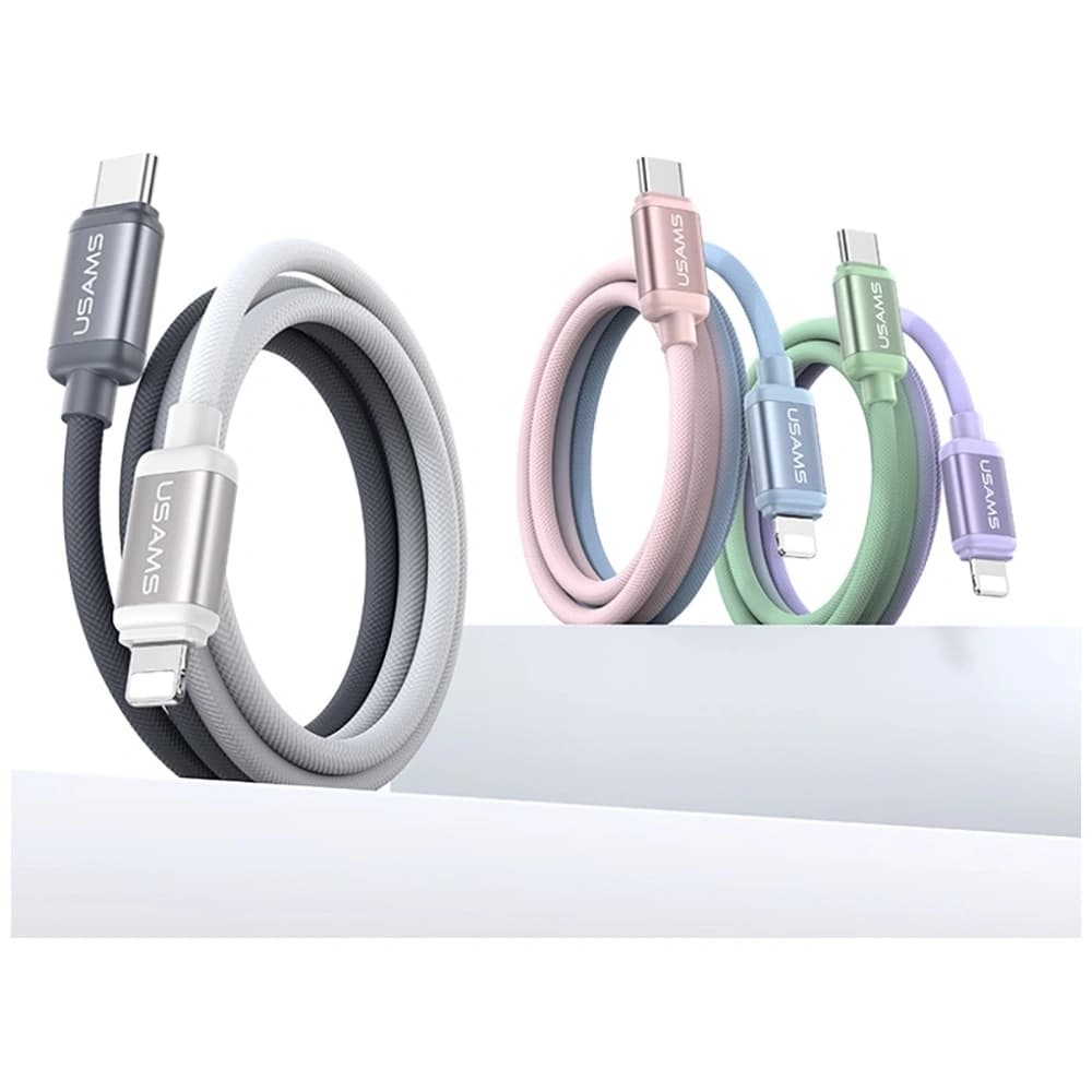 USAMS Bicolor Series SJ757 PD 30W USB-C / Lightning kabel 1,2 m zeleno-fialový - 2