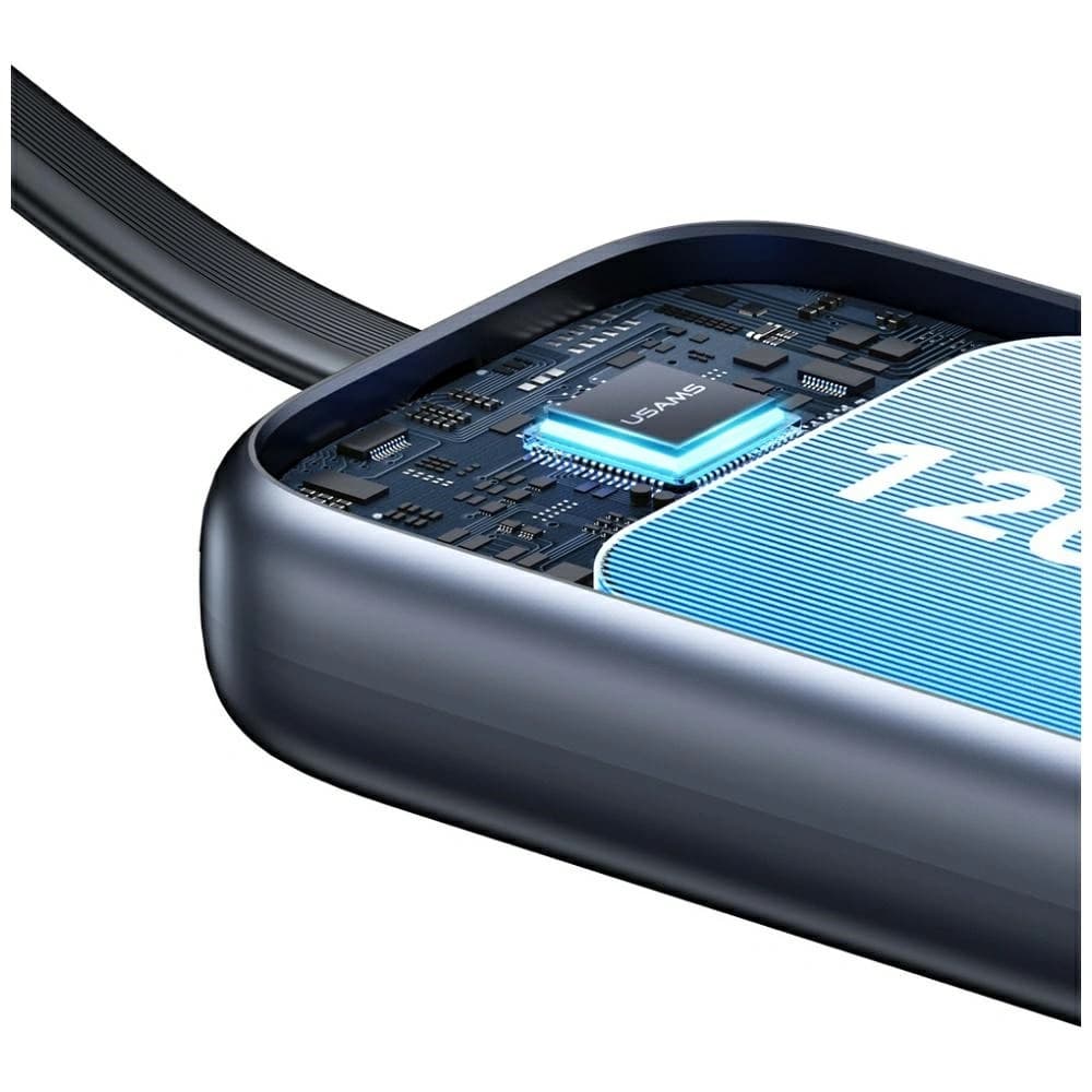 USAMS CD245 2-v-1 bezdrátová nabíječka pro Apple Watch s 1200mAh power bankou + USB-C kabel Titanová - 9