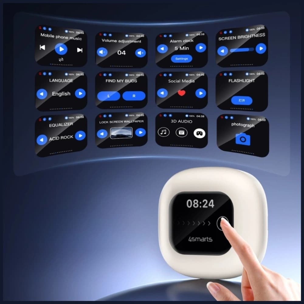 4smarts SkyBuds OWS Wireless Open-Ear Headphones Bluetooth 5.4 with AI Screen Beige - 12