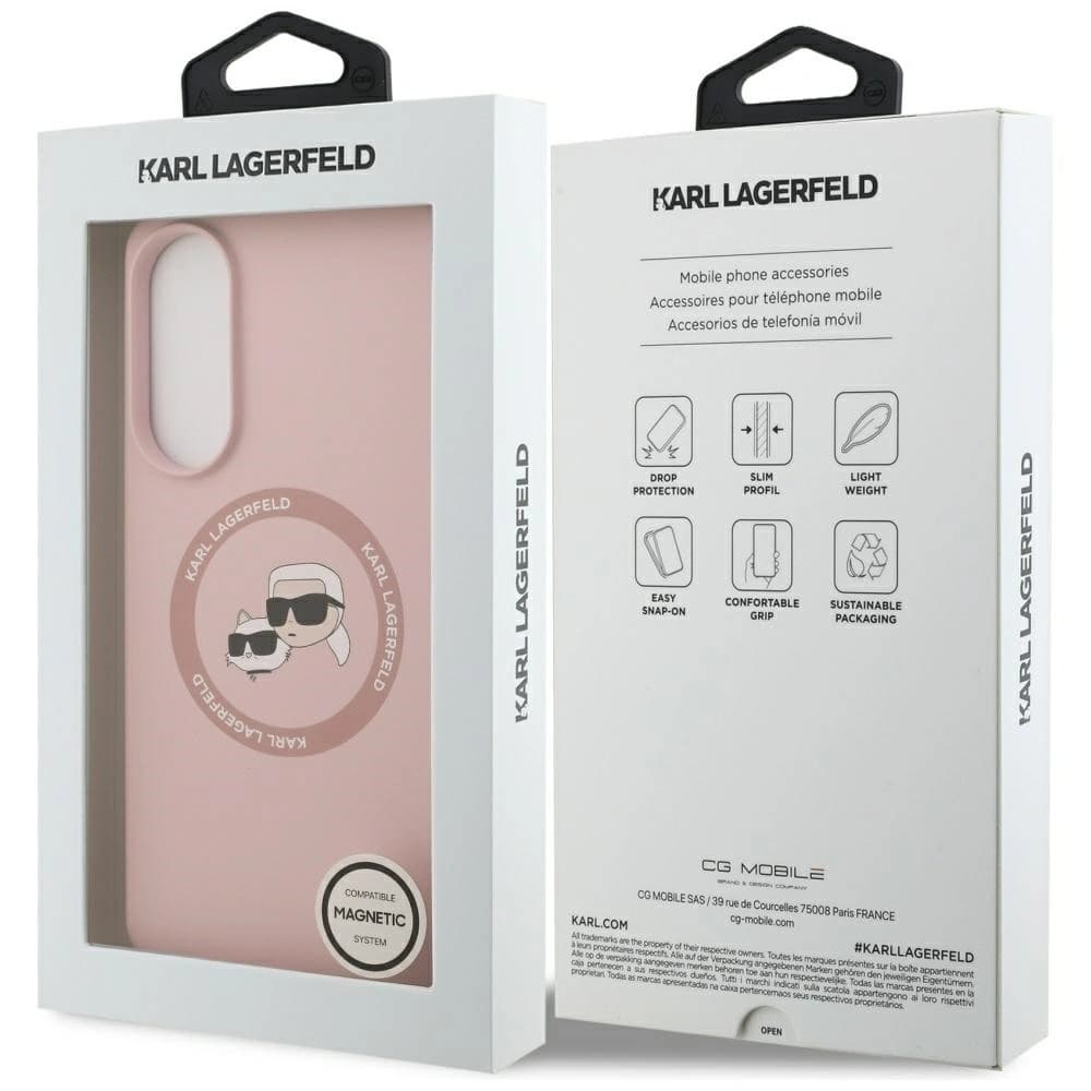 Karl Lagerfeld Silicone Double Heads și Cerc MagSafe Samsung Galaxy S25 Edge roz. - 8