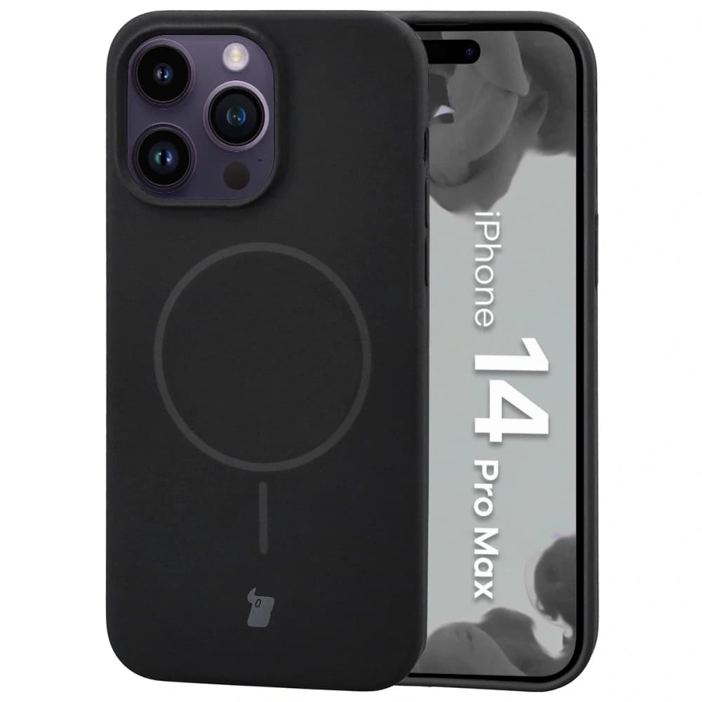 Silikonowe etui z pierścieniem magnetycznym Bizon Soft Case Magnetic do iPhone 14 Pro Max, czarne - 1