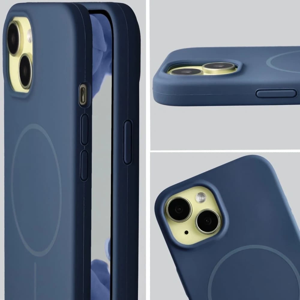 Silikonowe etui z pierścieniem magnetycznym Bizon Soft Case Magnetic do iPhone 15, granatowe - 6