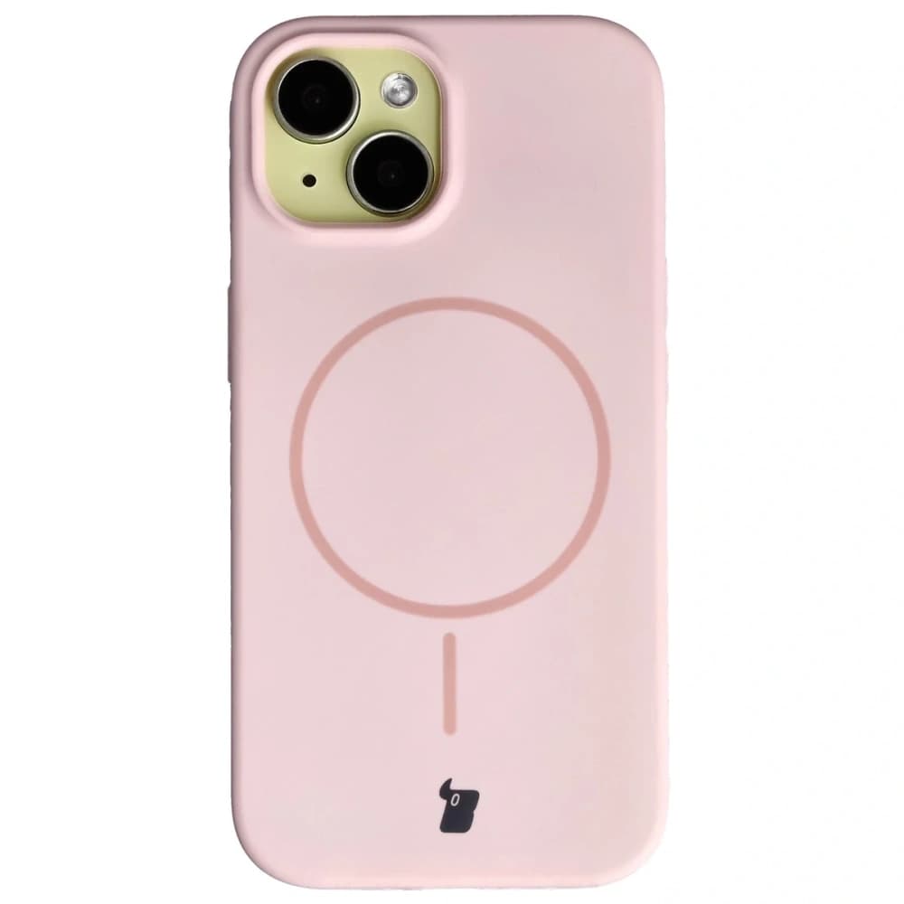 Silikonowe etui z pierścieniem magnetycznym Bizon Soft Case Magnetic do iPhone 15, jasnoróżowe - 2