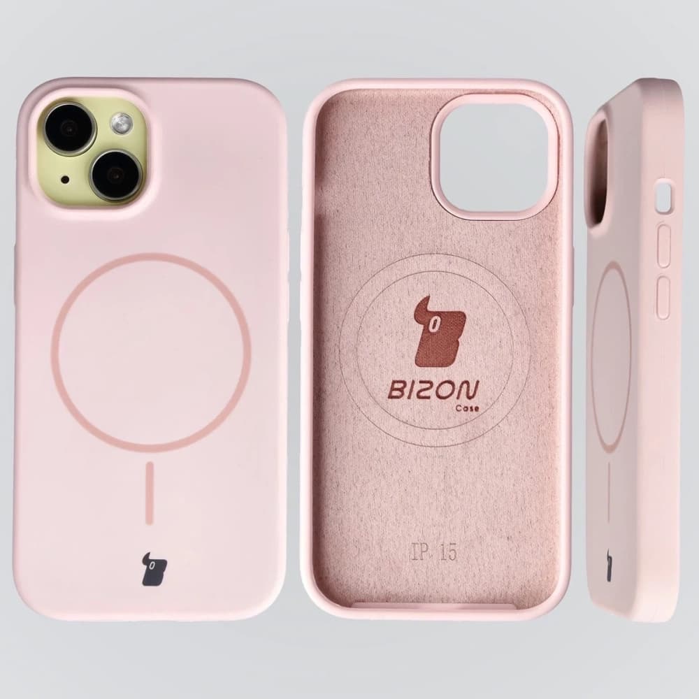 Silikonowe etui z pierścieniem magnetycznym Bizon Soft Case Magnetic do iPhone 15, jasnoróżowe - 5