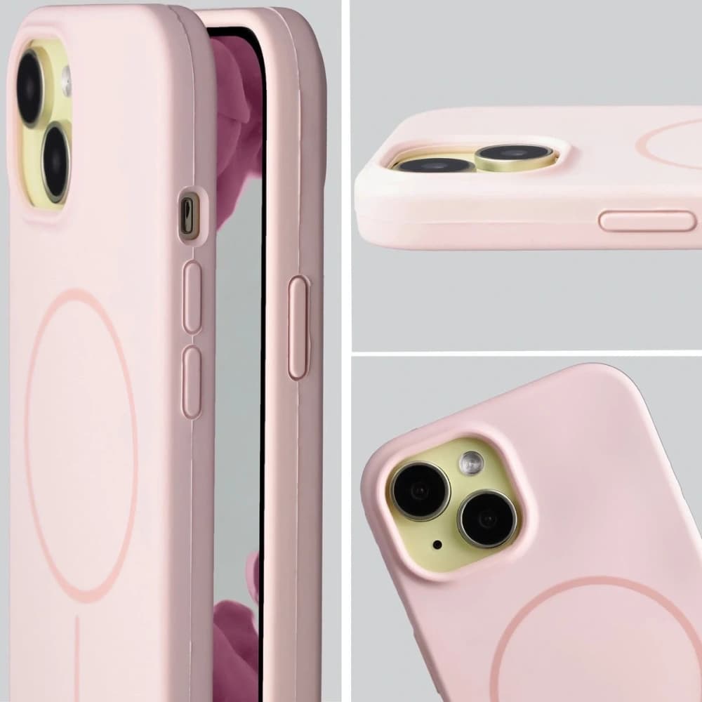 Silikonowe etui z pierścieniem magnetycznym Bizon Soft Case Magnetic do iPhone 15, jasnoróżowe - 6