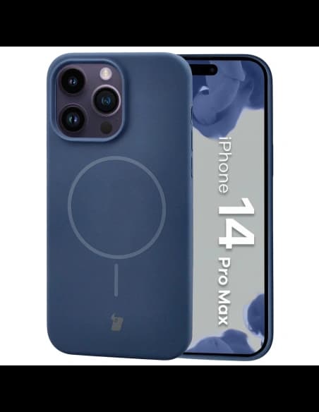 Husa moale Bizon cu magnet pentru Apple iPhone 14 Pro Max, albastru marin
