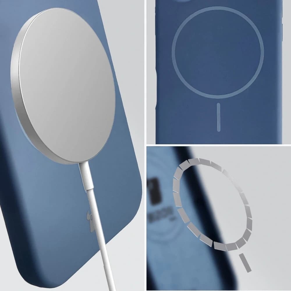 Husa moale Bizon cu magnet pentru Apple iPhone 14 Pro Max, albastru marin - 4