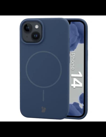 Silikonowe etui z pierścieniem magnetycznym Bizon Soft Case Magnetic do Apple iPhone 14 granatowe