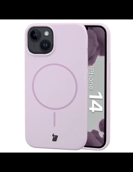 Silikonowe etui z pierścieniem magnetycznym Bizon Soft Case Magnetic do Apple iPhone 14 jasnofioletowe