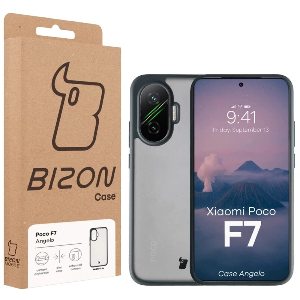 Bizon Case Angelo Xiaomi POCO F7 halbtransparent mit grauem Rahmen - 6