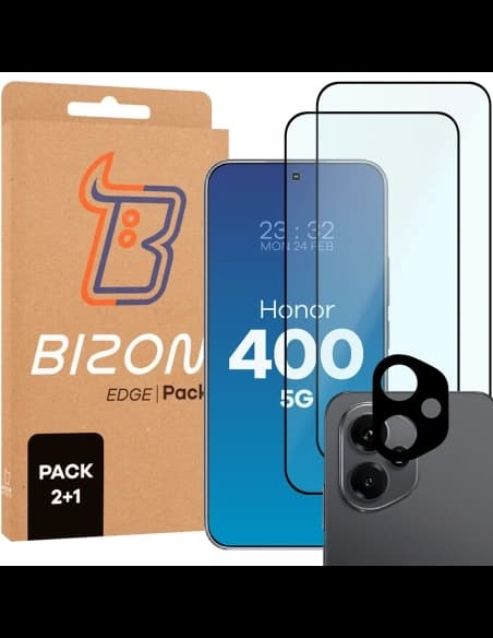 Bizon Edge 2 Pack 2x tempered glass + 1x lens protection Honor 400