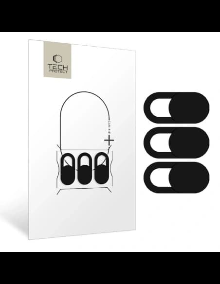 Tech-Protect Cam Fit+ Capac pentru cameră laptop negru [3 PACHET]