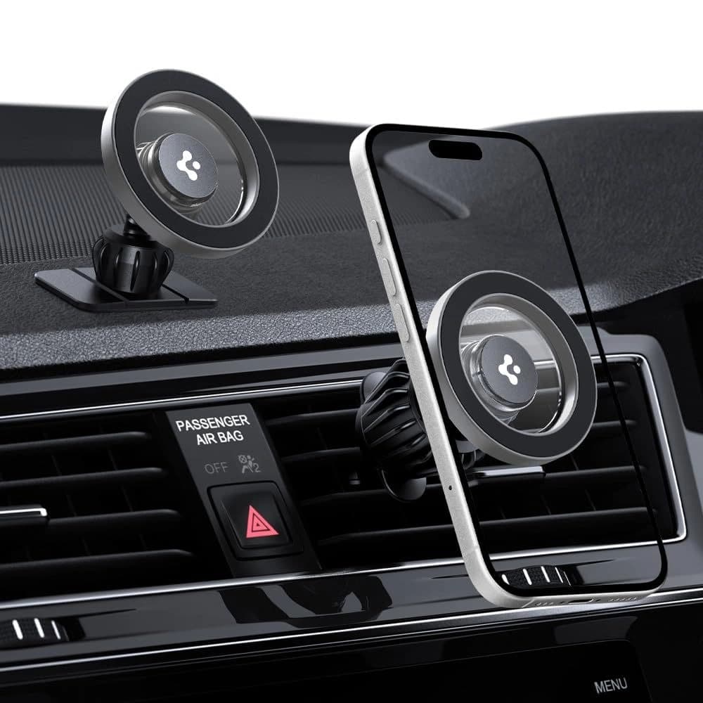 Spigen MFT13 Magnetic MagSafe Dashboard & Vent Car Mount Silver - 5