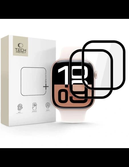 Hârtie hibridă Tech-Protect Glass Flex+ pentru Apple Watch 10 / 11 42mm Negru [2 PACK]