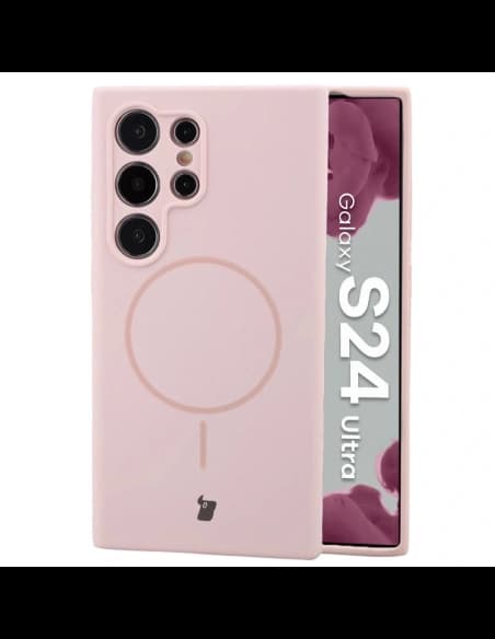 Husă soft magnetic Bizon pentru Samsung Galaxy S24 Ultra, roz pastel roz.