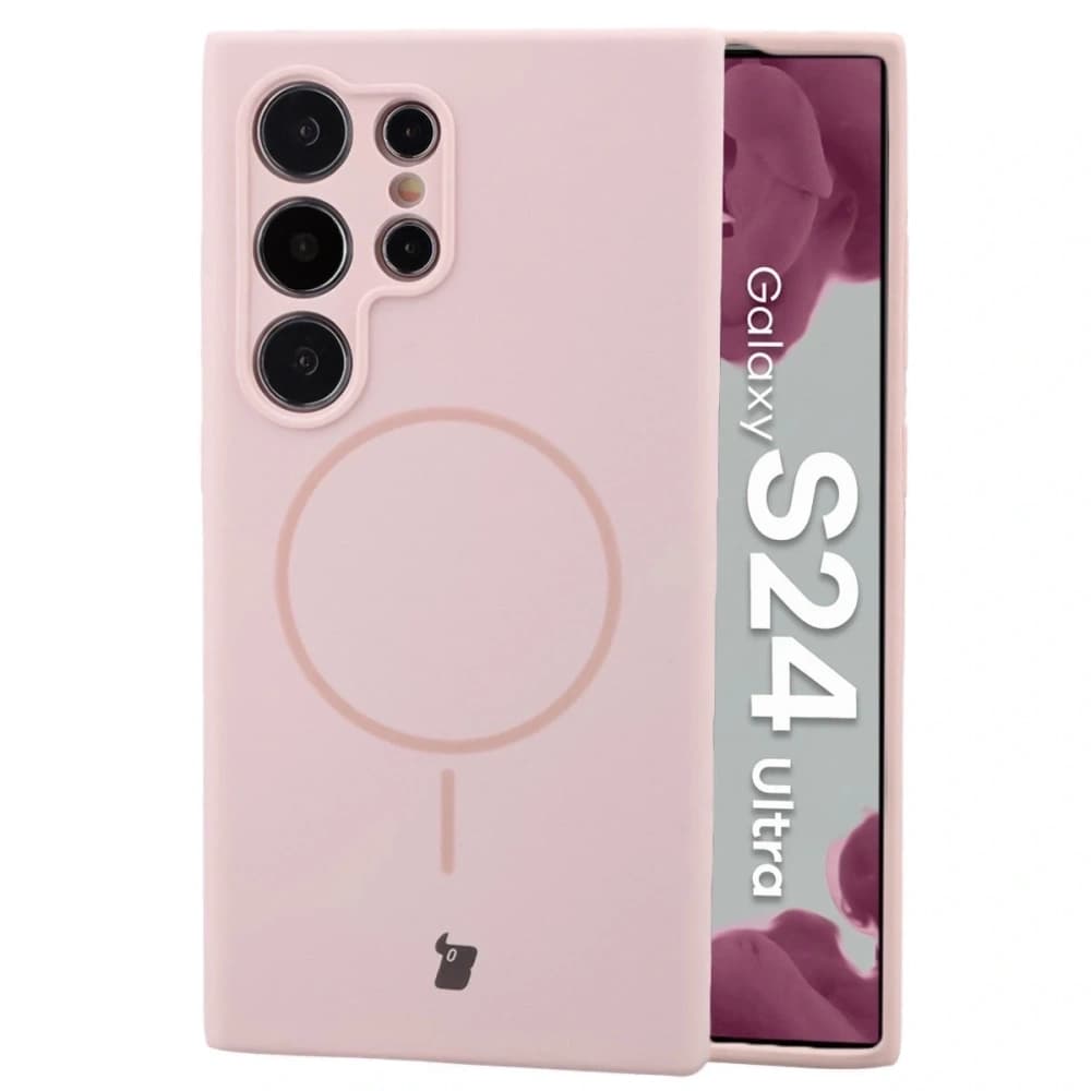 Husă soft magnetic Bizon pentru Samsung Galaxy S24 Ultra, roz pastel roz. - 1