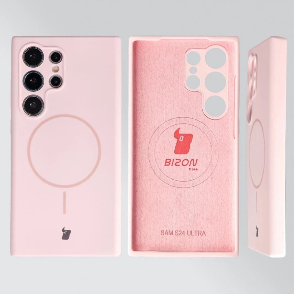 Husă soft magnetic Bizon pentru Samsung Galaxy S24 Ultra, roz pastel roz. - 5