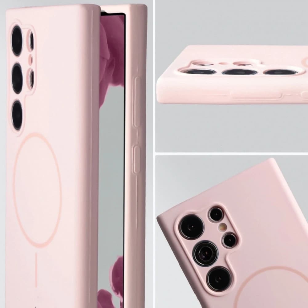 Husă soft magnetic Bizon pentru Samsung Galaxy S24 Ultra, roz pastel roz. - 6