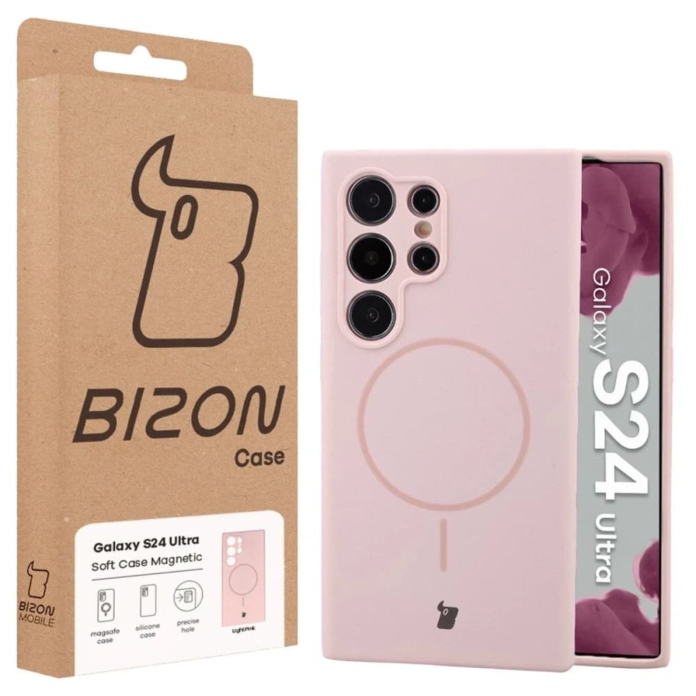 Husă soft magnetic Bizon pentru Samsung Galaxy S24 Ultra, roz pastel roz. - 8