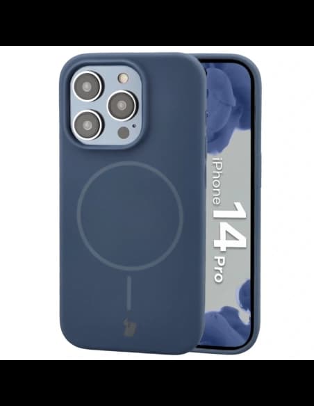 Silikonowe etui z pierścieniem magnetycznym Bizon Soft Case Magnetic do Apple iPhone 14 Pro granatowe