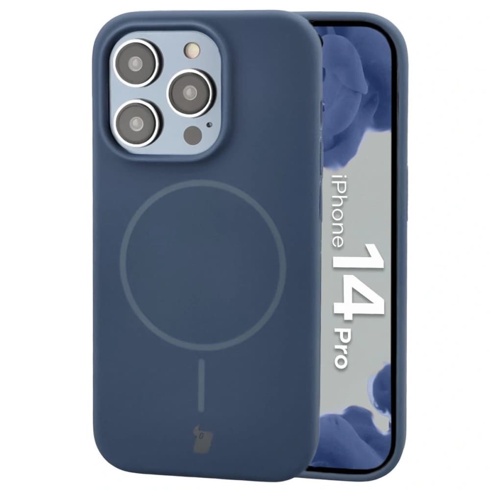 Husă magnetică Bizon Soft pentru Apple iPhone 14 Pro, albastru închis - 1
