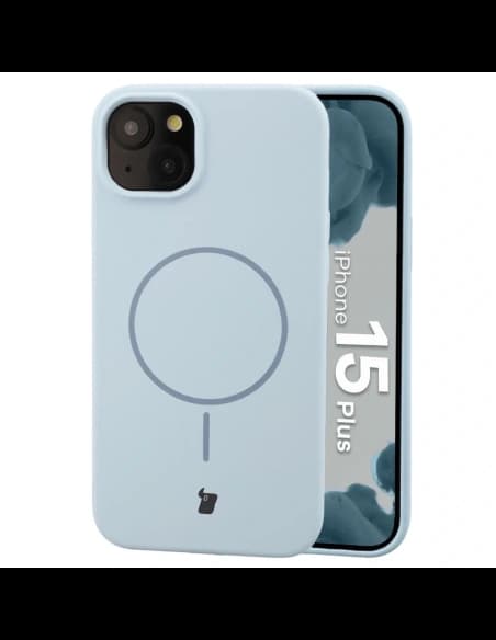 Husă magnetică Bizon Soft pentru Apple iPhone 15 Plus, albastru