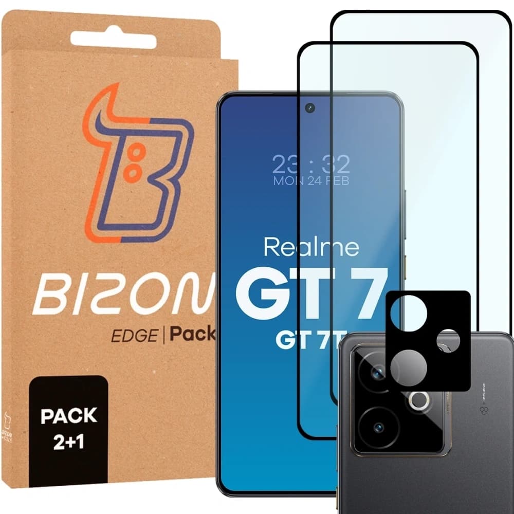 Set Bizon Edge 2 (2x sticlă ecran + 1x sticlă cameră) pentru Bizon Edge 2 Pack Realme GT 7 / 7T - 1