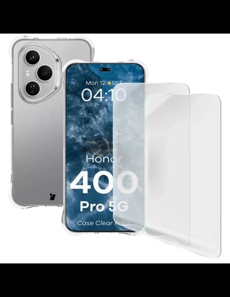 Bizon Case Clear Pack case + 2x screen film Honor 400 Pro