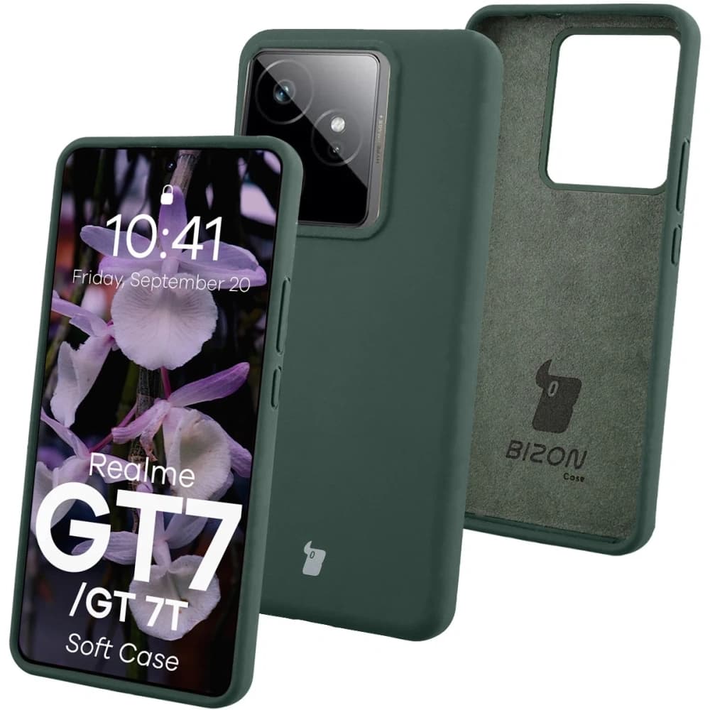 Husă de protecție Bizon Soft pentru Realme GT 7 / 7T, verde închis - 1