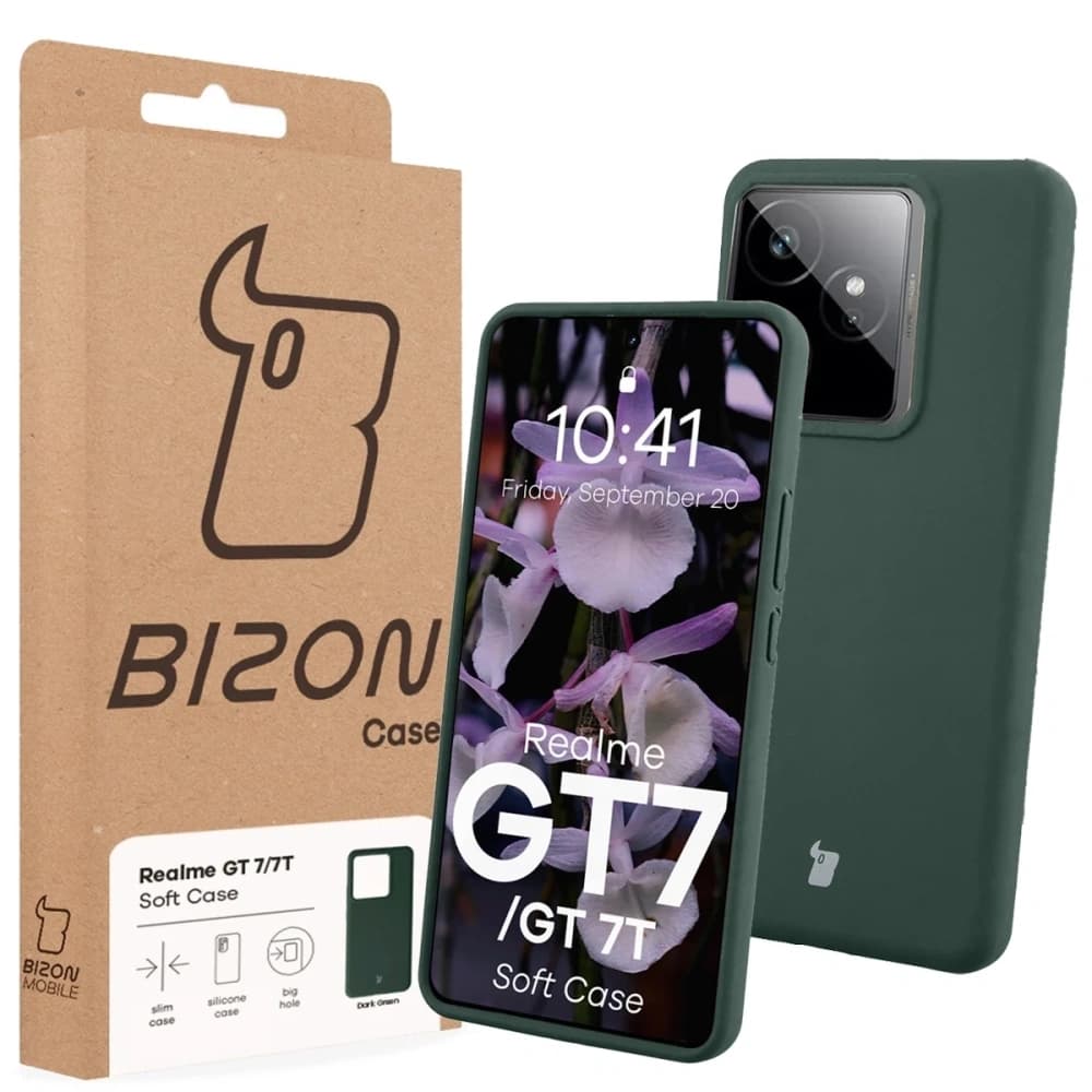 Husă de protecție Bizon Soft pentru Realme GT 7 / 7T, verde închis - 7