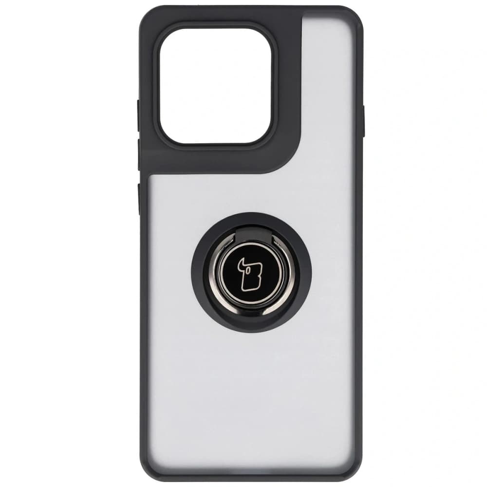 Inel de inel hibrid Bizon Case pentru Motorola Edge 60 Pro, fumuriu, cu ramă neagră - 2