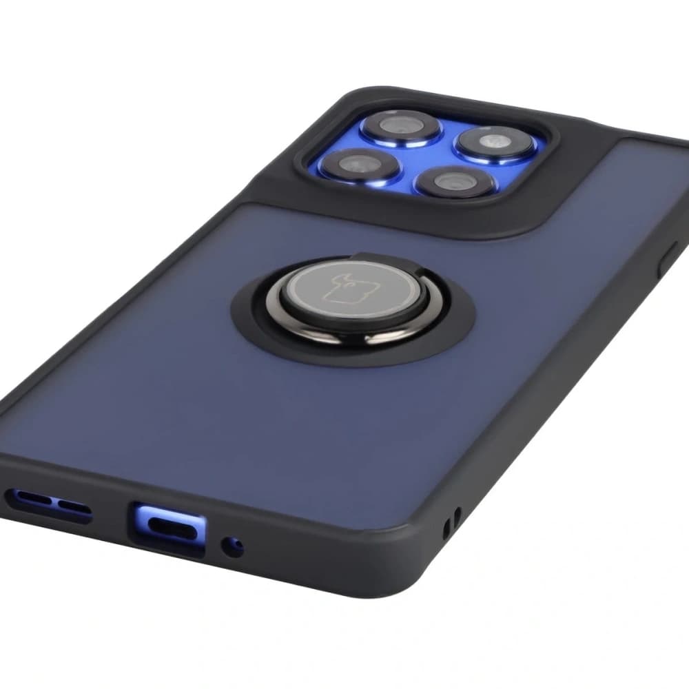 Inel de inel hibrid Bizon Case pentru Motorola Edge 60 Pro, fumuriu, cu ramă neagră - 5