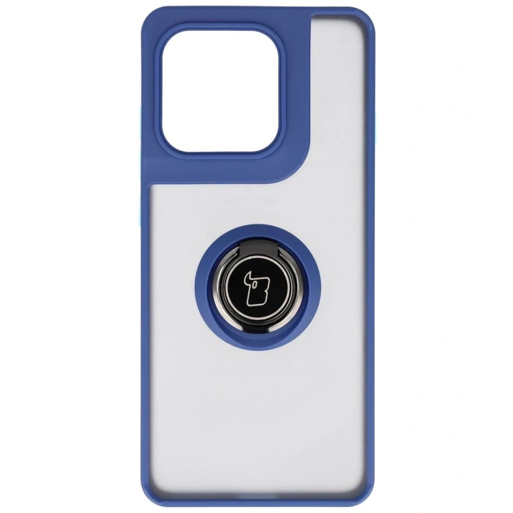 Bizon Case Hybrid Ring Motorola Edge 60 Pro rauchgrau mit einem marineblauen Rahmen - 2