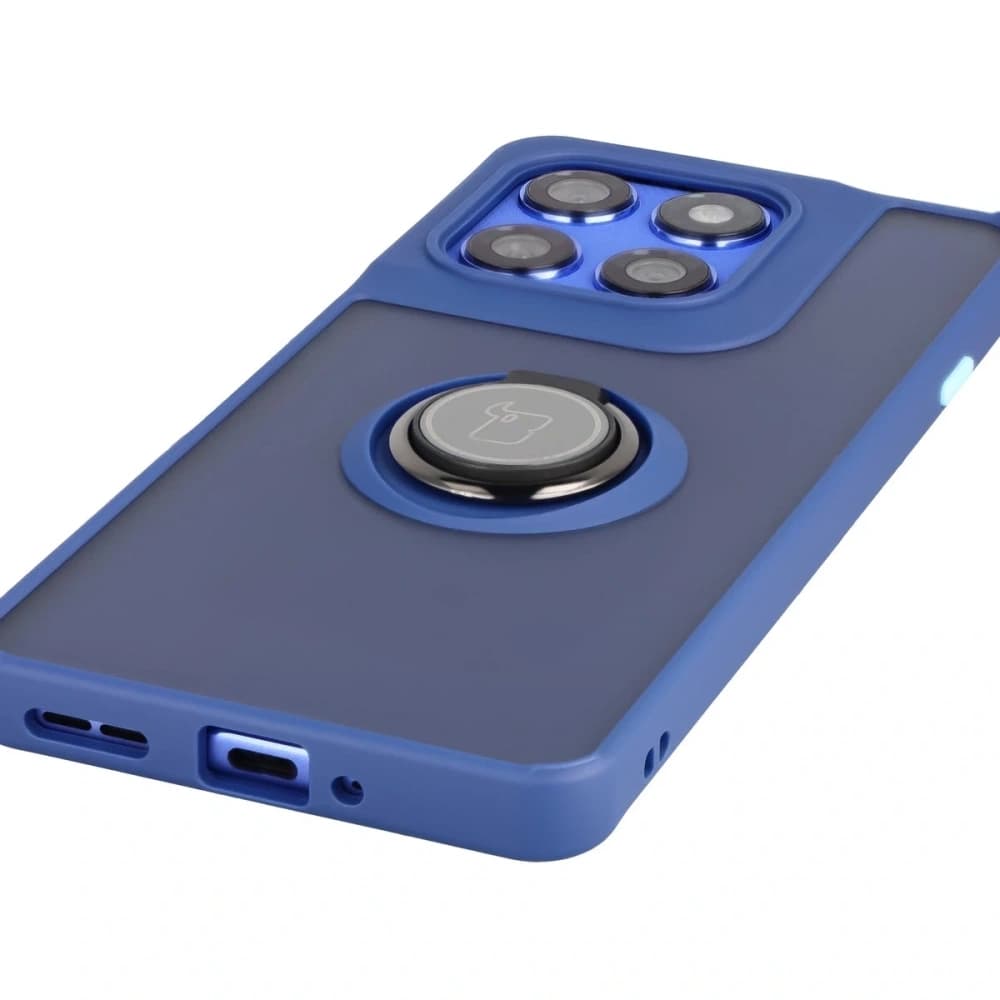 Bizon Case Hybrid Ring Motorola Edge 60 Pro rauchgrau mit einem marineblauen Rahmen - 5