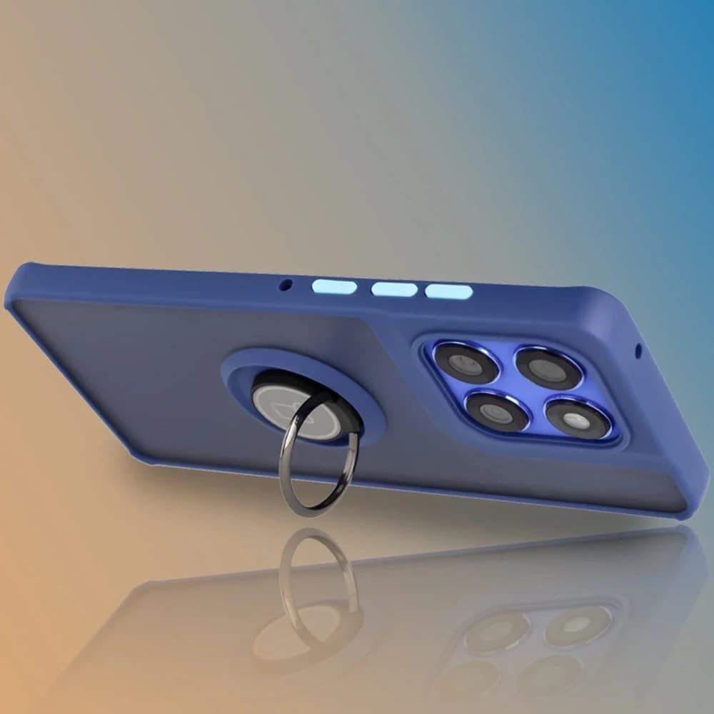 Bizon Case Hybrid Ring Motorola Edge 60 Pro rauchgrau mit einem marineblauen Rahmen - 6