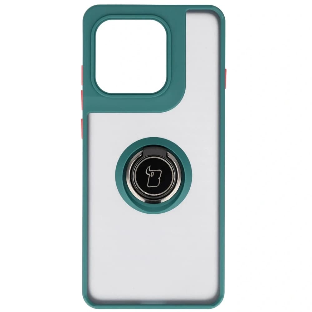 Bizon Case Hybrid Ring Motorola Edge 60 Pro rauchgrau mit dunklem grünen Rahmen - 2