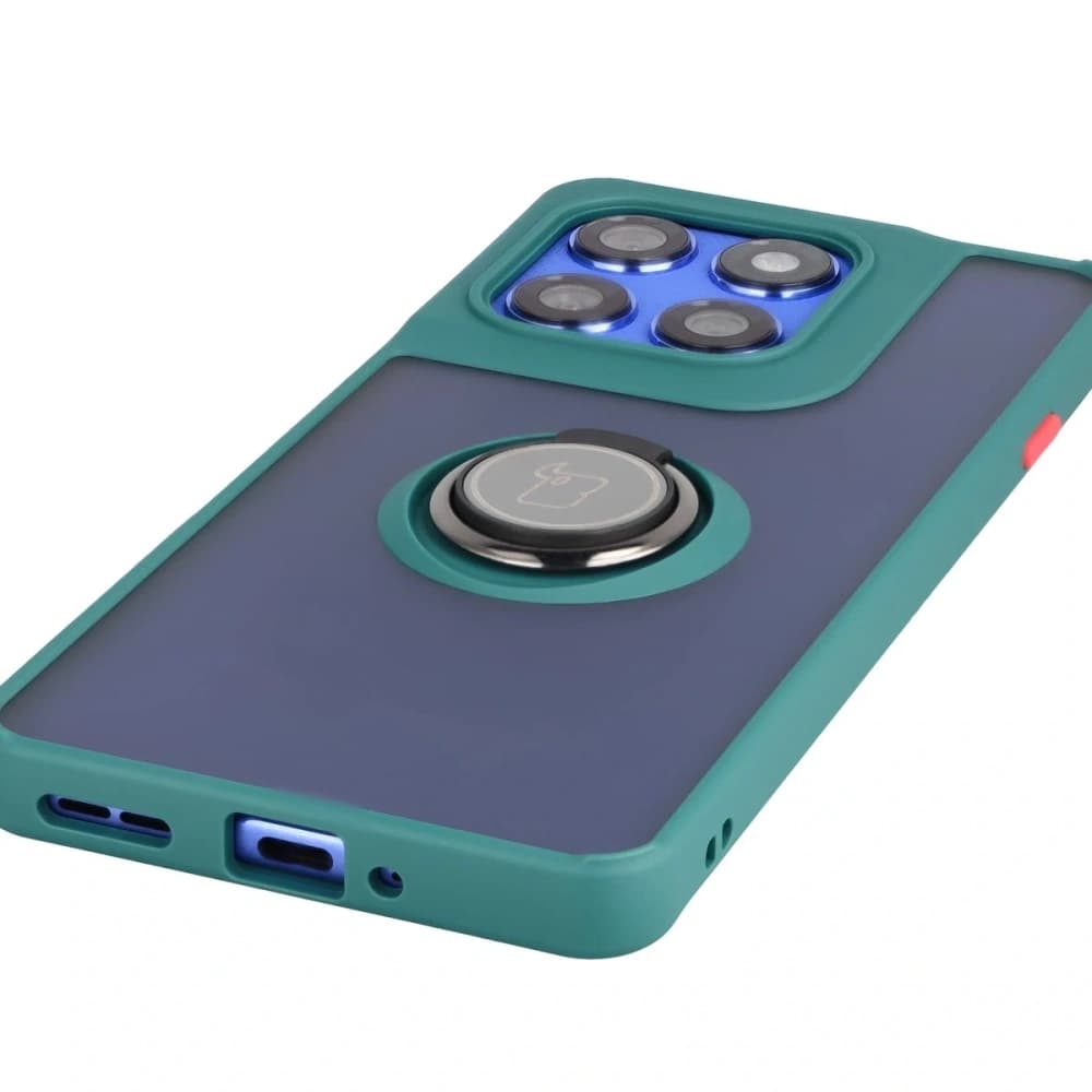 Bizon Case Hybrid Ring Motorola Edge 60 Pro rauchgrau mit dunklem grünen Rahmen - 5