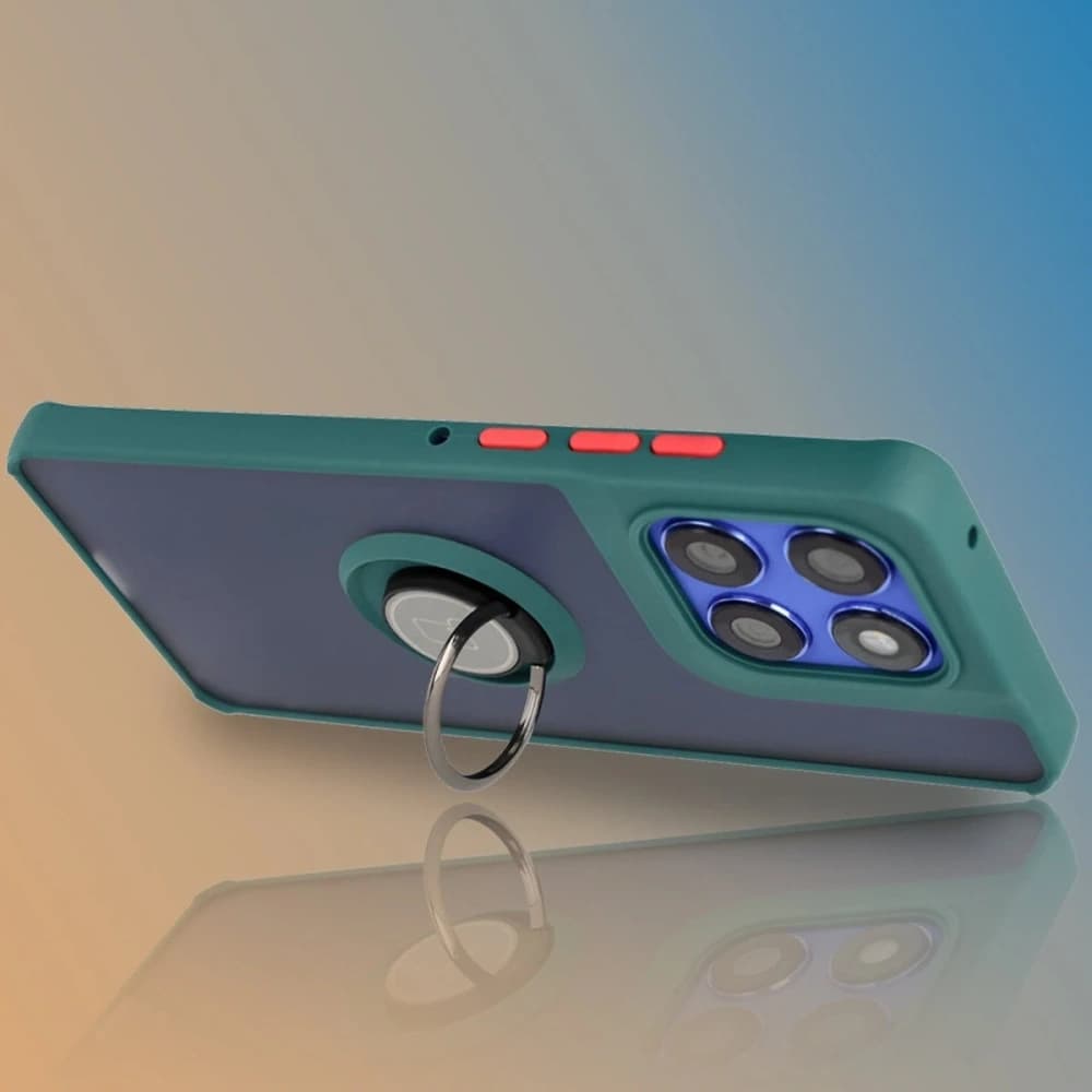 Bizon Case Hybrid Ring Motorola Edge 60 Pro rauchgrau mit dunklem grünen Rahmen - 6