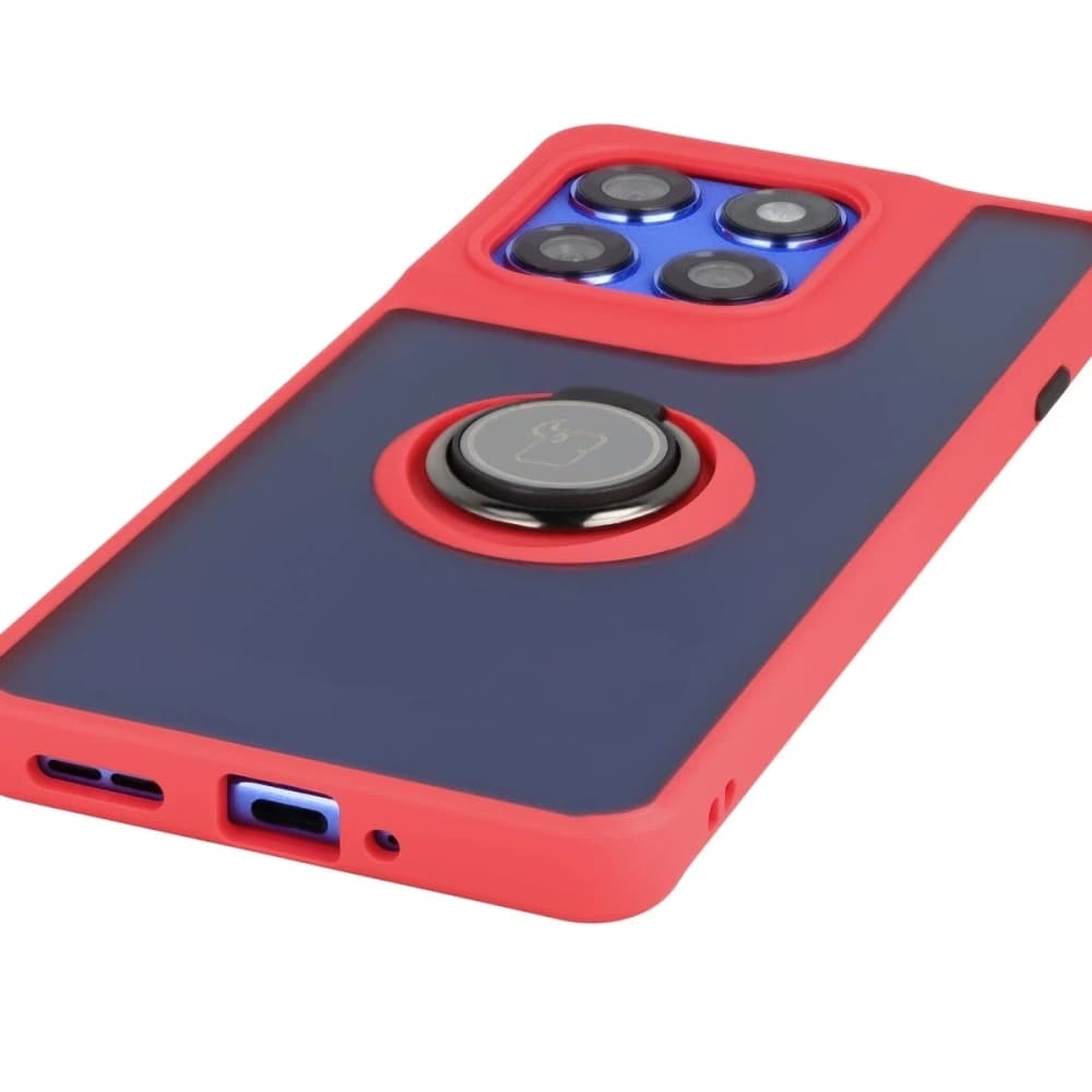Inel de inel Bizon Case Hybrid pentru Motorola Edge 60 Pro, fumuriu, cu ramă roșie - 5
