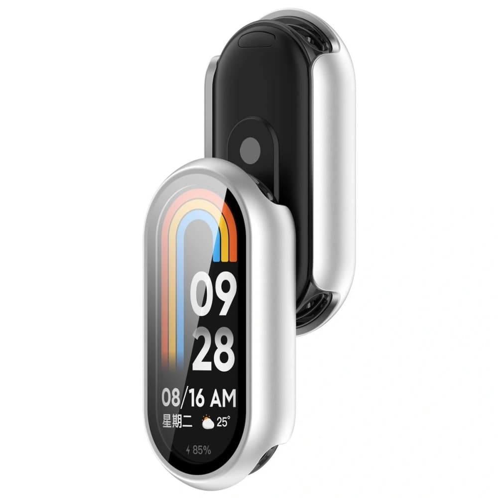 Bizon Case+Glass Uhr Xiaomi Smart Band 10 Silber - 1