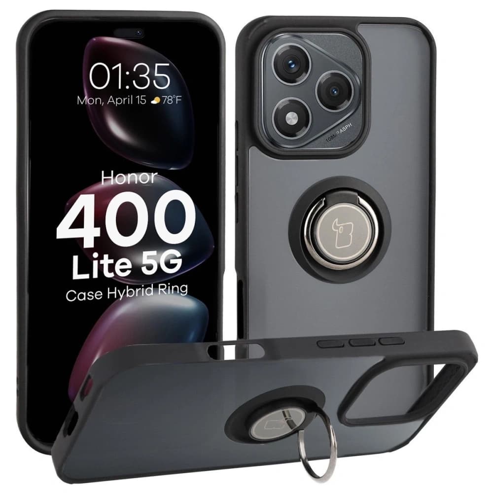 Bizon Case Hybrid Ring Honor 400 Lite smoked with a black frame - 1