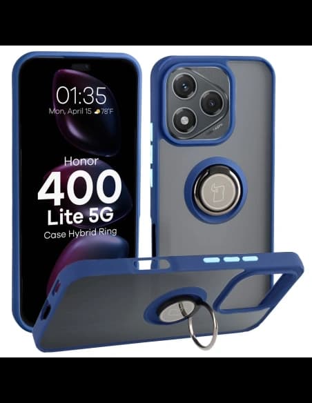 Bizon Case Hybrid Ring Honor 400 Lite smoked with a navy blue frame