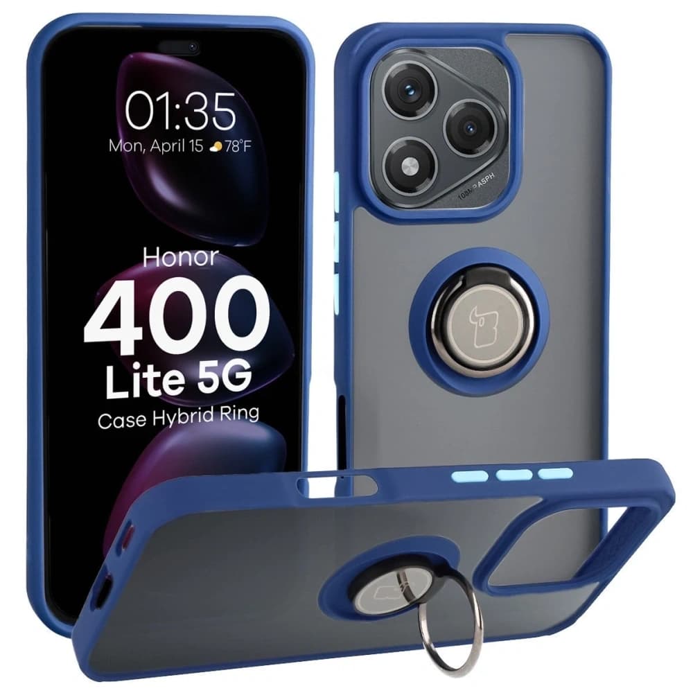 Bizon Case Hybrid Ring Honor 400 Lite rauchgrau mit einem marineblauen Rahmen - 1