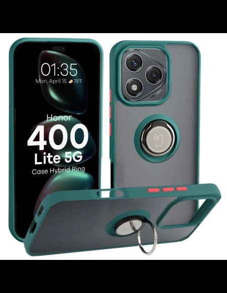 Bizon Case Hybrid Ring Honor 400 Lite smoked with a dark green frame