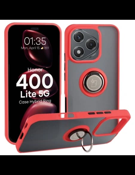 Bizon Case Hybrid Ring Honor 400 Lite smoked with a red frame
