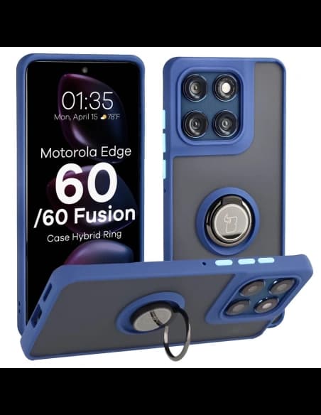 Bizon Case Hybrid Ring Motorola Edge 60 Fusion / 60 fumuriu cu albastru marin