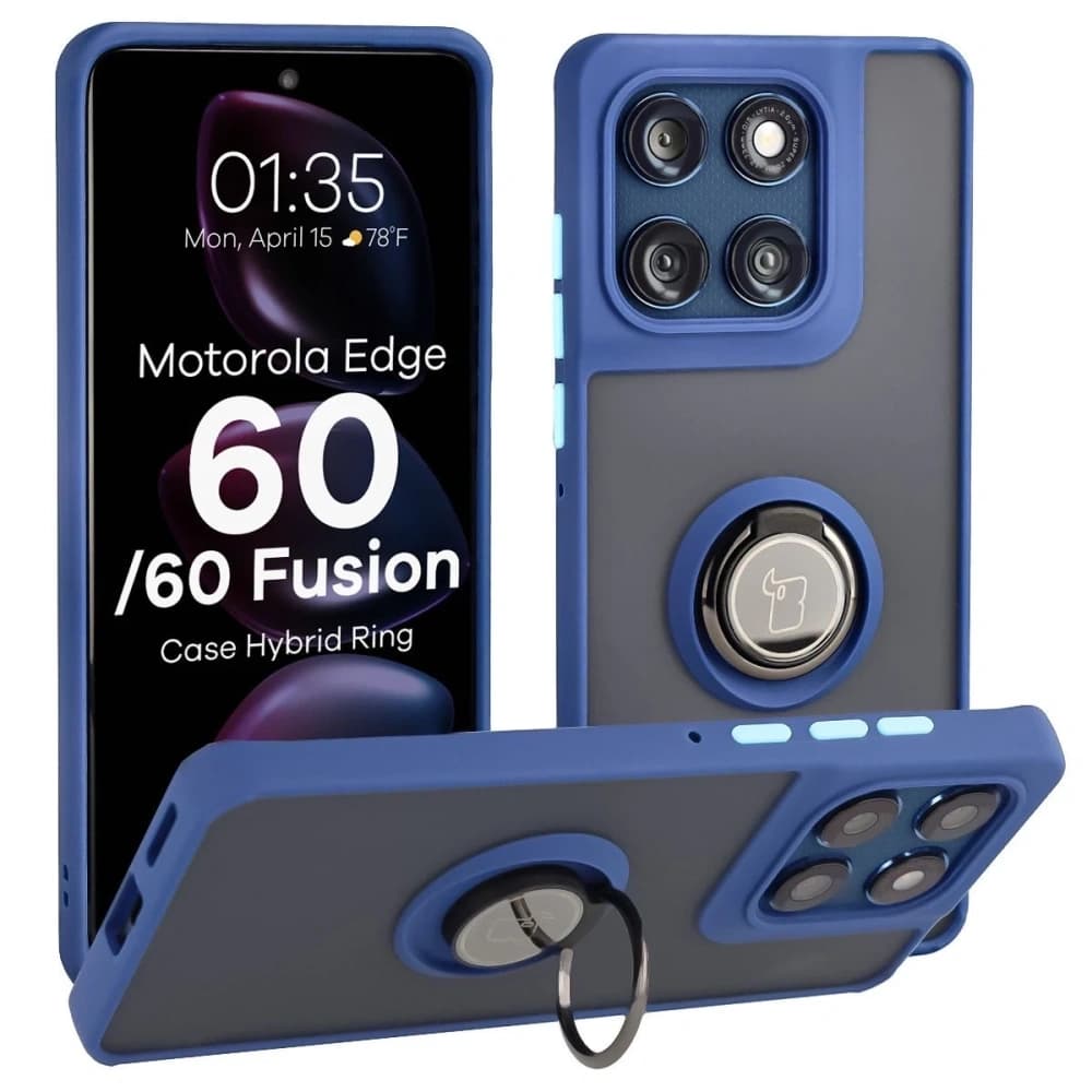 Bizon Case Hybrid Ring Motorola Edge 60 Fusion / 60 smoked with a navy blue - 1